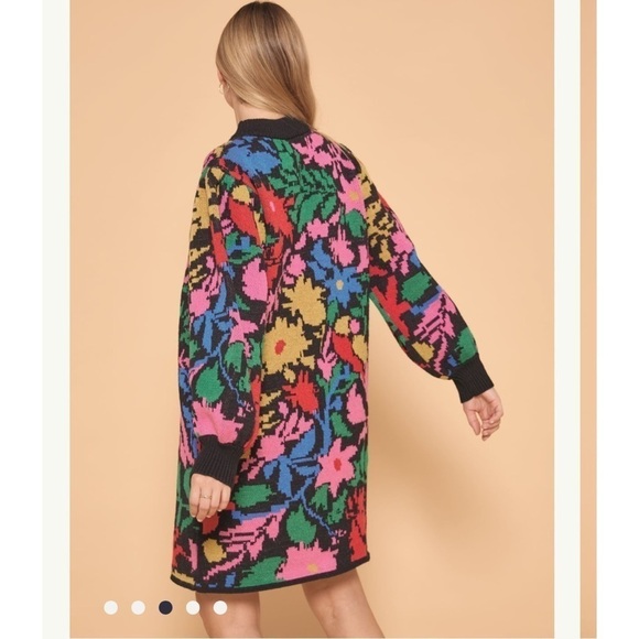 FARM RIO TROPICAL GARDEN COZY SOFT SWEATER DRESS COWL FUNNEL NECK SIZE MEDIUM - Picture 5 of 16